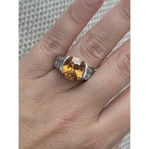 FAS 925 STERLING SILVER CITRINE CRYSTAL RING SIZE 7